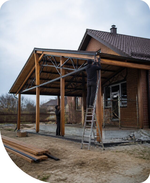 Пристройка навеса к дому и участку в Екатеринбурге под ключ